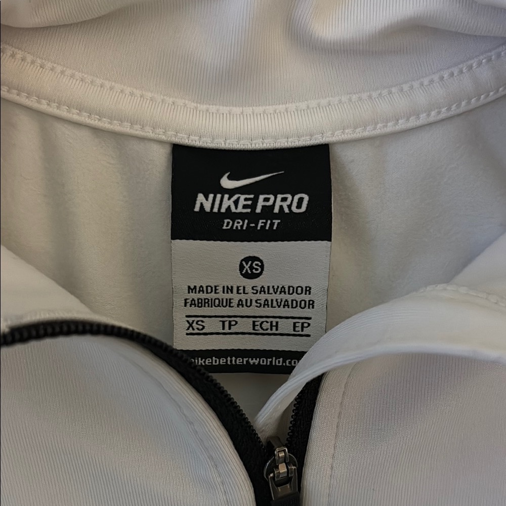Nike pro White Quarter-Zip dri-fit Pullover - Picture 2 of 3